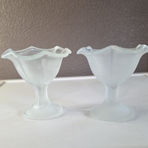 Vintage Frosted Glass Sundae / Parfait Dishes - Set of 2